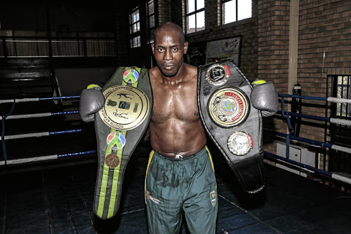 Walter "Black Mamba" Dlamini, a 39-year-old veteran, recently became the proud SA middleweight champion. Many boxers, young and older, now want to become SA champions in their weight divisions like it used to be in the past. /Nick Lourens