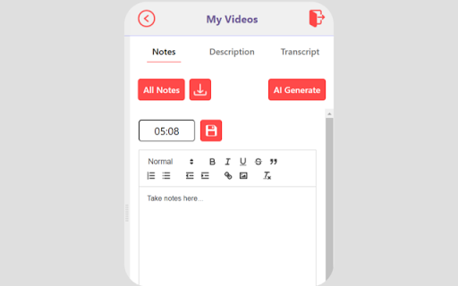 ZippyNotes - Take notes on YouTube videos