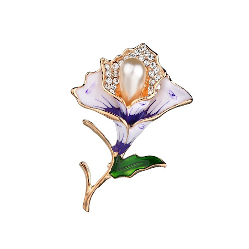 Title 6, Elegant Flower Pearl Painting Oil Brooch Fashio...