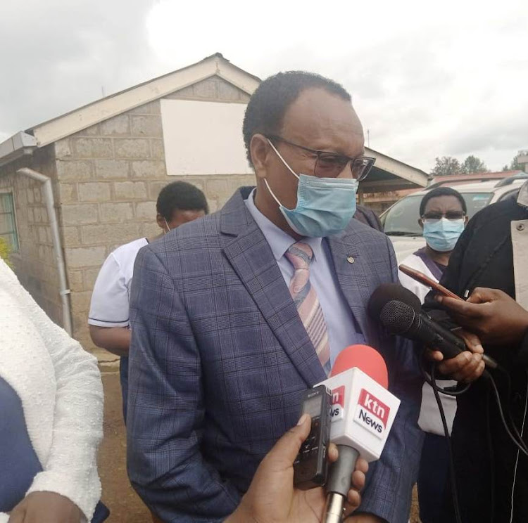 Kirinyaga county secretary Joe Muriuki at the Kerugoya Referral Hospital in Kirinyaga county.