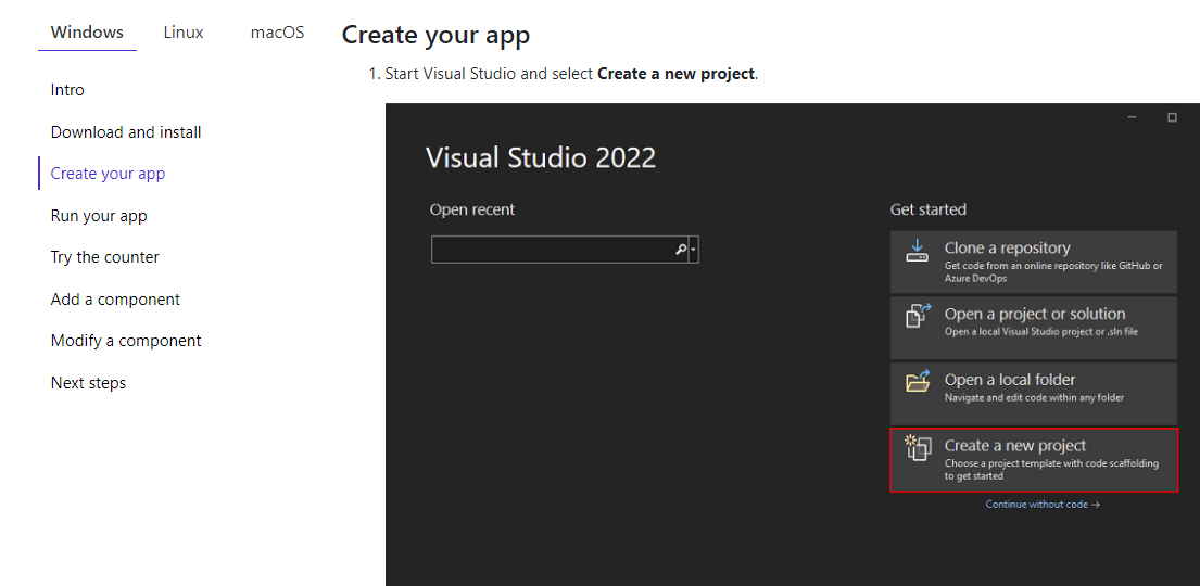 blazor app: with visual studio