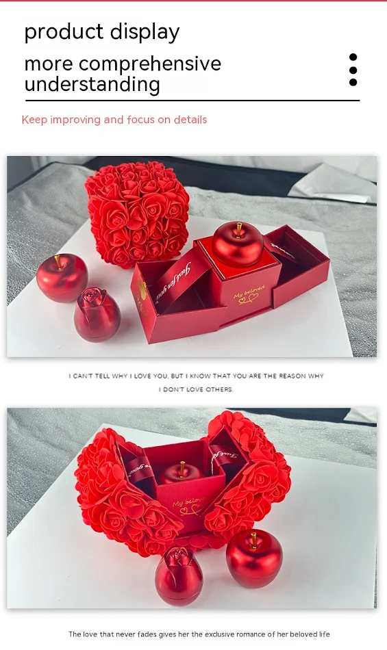 Regalo de San Valentín Caja de Jabón Rosa Collar con Colgante de Cristal Flor Eterna Joyero Set Boda Cumpleaños Regalo Romántico