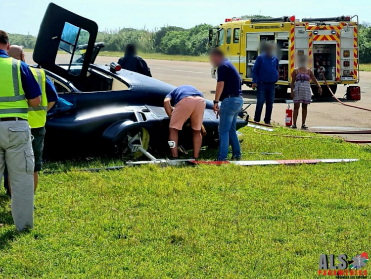 The scene of the helicopter crash at Virginia Airport, north of Durban.