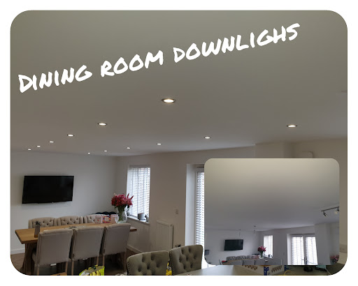 Dining room downlights installation including a basic ceiling repair. 