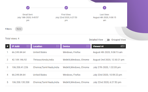 Zoho Mail Tracker