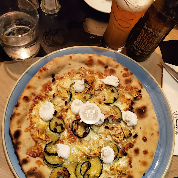 Delicious Gluten Free Pizza and beer