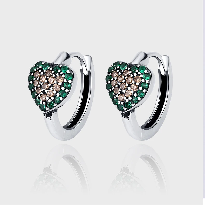 Title 2, Orecchini a cuore con diamanti verdi S925, picc...