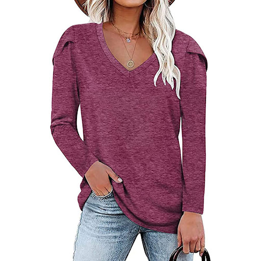 Title 8, Womens Long Sleeve Tile Sleeve V-Neck Loose Pu...