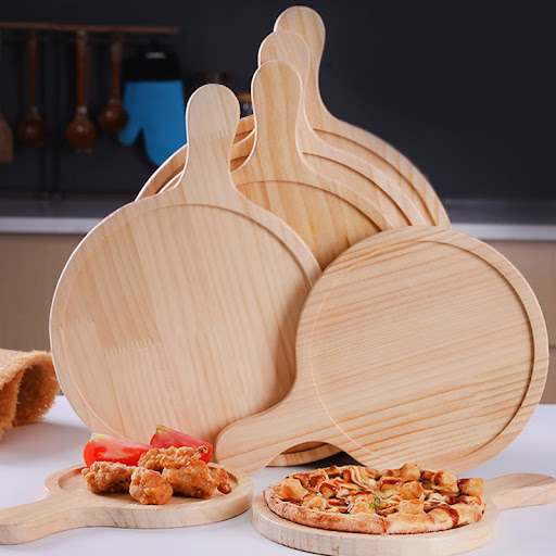 Title 2, Pine Round Pizza Pan with Handles for easy pizz...