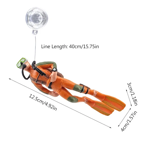 Aquarium Resin Ornaments Floating Diver Fish for Tank Decorations Betta Accessor