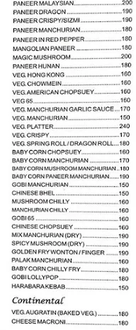 Pruthvi Vegetarianism menu 2