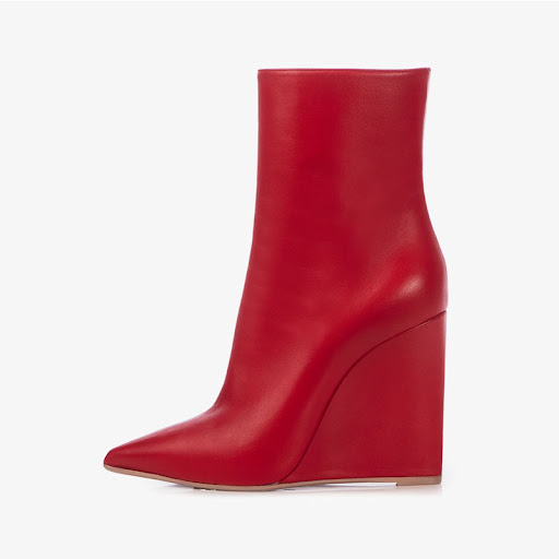 Title 8, Side zipper high heel pointed toe wedge ankle b...