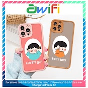 Ốp Lưng Iphone Cạnh Vuông Lỗ Camera Couple Lovely 6Splus/7/7Plus/8/8Plus/X/Xr/Xs/11/12/13/Pro/Max/Plus/Promax - Awifi D4 - 2