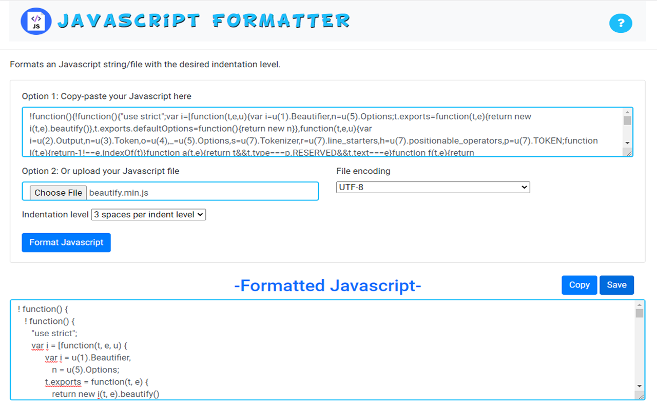 Javascript Formatter Preview image 1