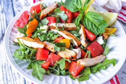 Spicy Sriracha Grilled Chicken and Watermelon Salad