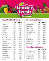 Tender Fresh Ice Cream menu 1