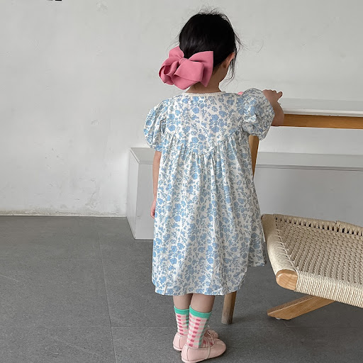 Title 7, Fresh Floral Lace Short Sleeve Kids Skirt Perf...