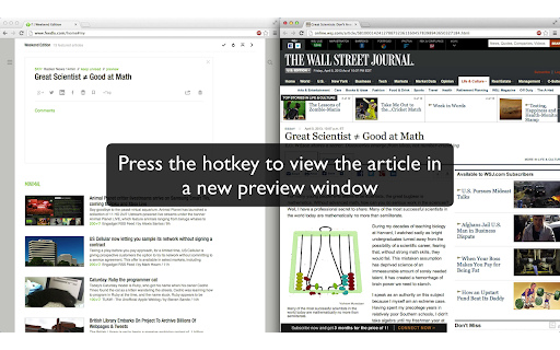 Feedly Preview Window