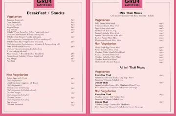 Grub Canteen menu 