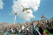 Soccer fans cheer for Bafana Bafana on February 3 1996 in Johannesburg when SA played the final in the Africa Cup of Nations against Tunisia, the only major tournament the national team has won.