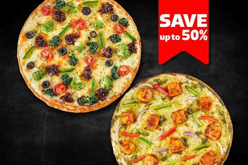 2 Medium Veg Pizza Starting Onwards Rs 629 (Save Upto 50%)