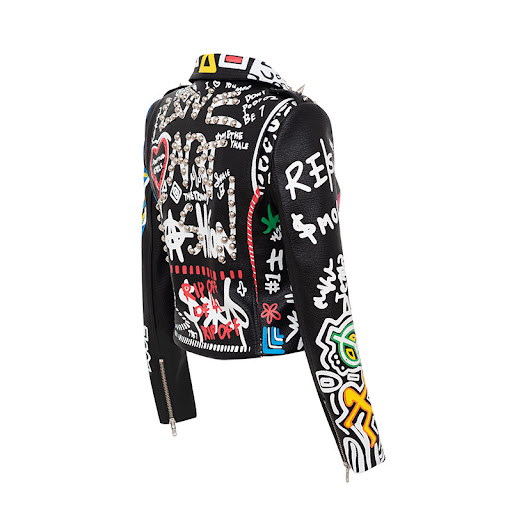 Title 2, Womens Printed Hit Color Motorcycle Leather Ja...