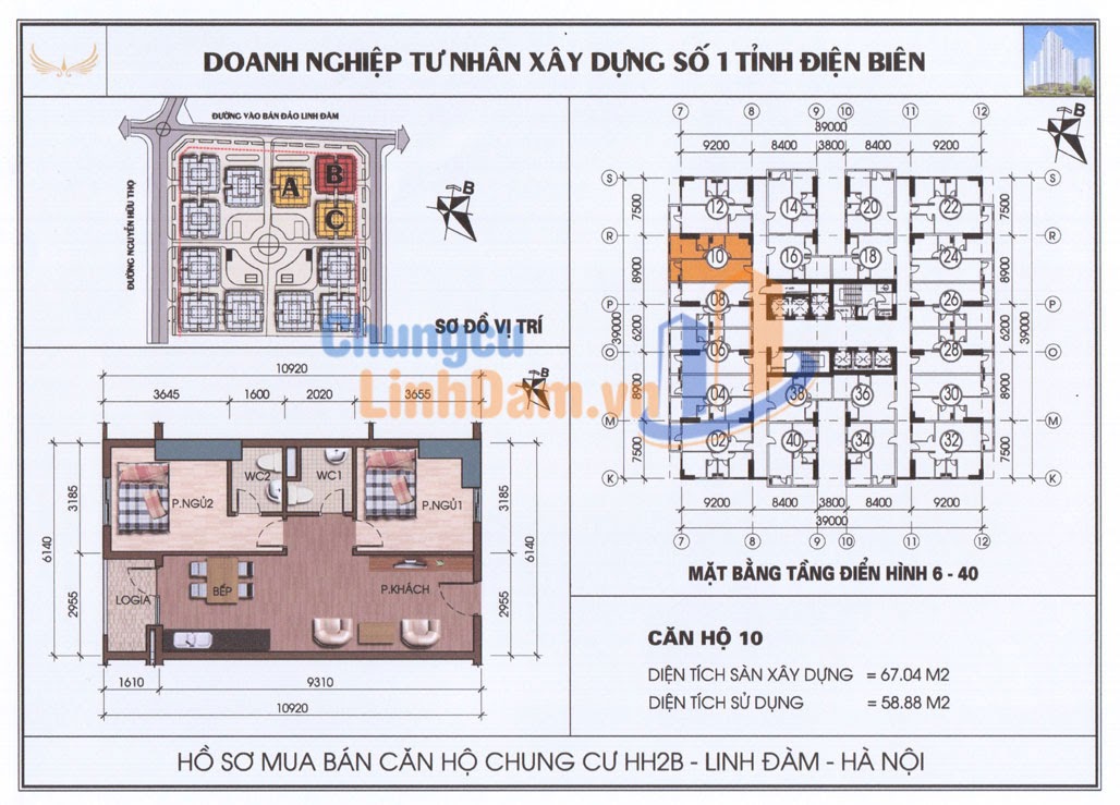 Bán căn 1010 HH2B chung cư Linh Đàm tầng 10 chênh 180tr