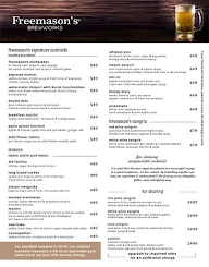 Freemason's Brewworks menu 1