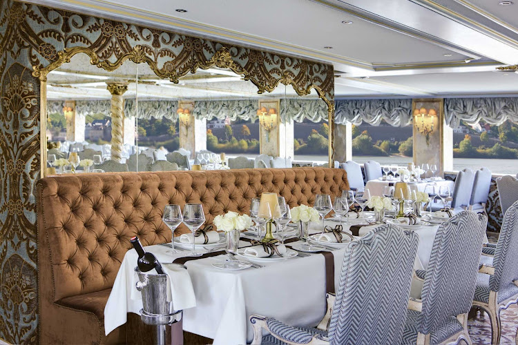 The Baroque Restaurant, the main dining venue aboard S.S. Maria Theresa, serves regional cuisine in a classy setting. 