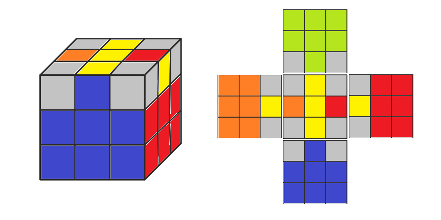 Кубик Рубика: Сборка креста на противоположной стартовой плоскости. 1.05