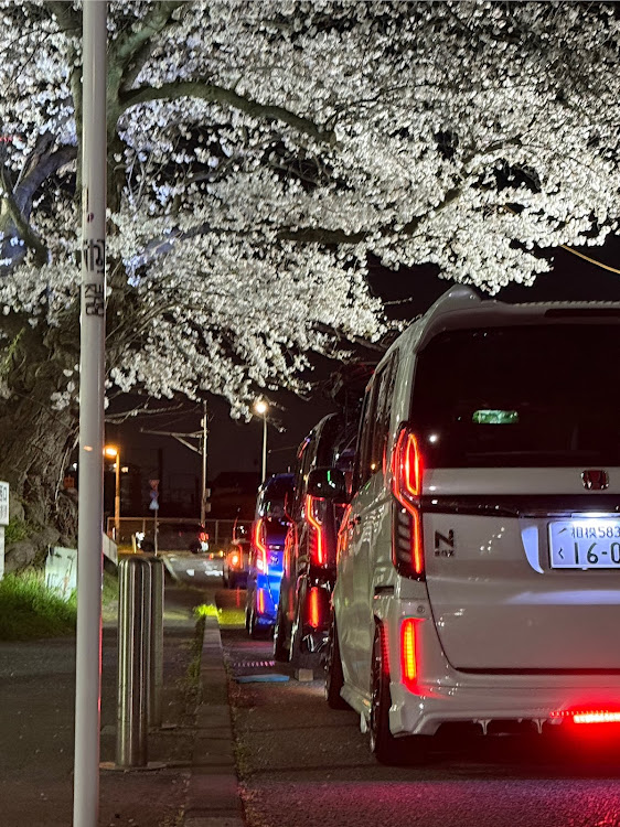 Nボックスカスタムの4月もよろしくお願い致します🌸・いつもイイネ&コメントありがとうございます🙇‍♂️・ステレスキャリパー・17インチ7j・夜桜とお尻に関するカスタム事例の投稿画像2枚目