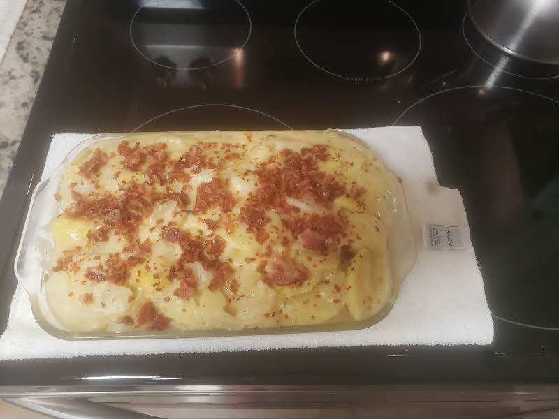 I Am So Proud Of Myself.  I Made Scalloped Potato With Crispy Bacon. No Milk Used At All.  I Did Not Use 3 Onions