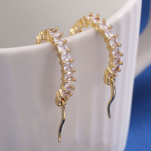 Title 5, Fine Zircon-embedded earrings for women, featur...