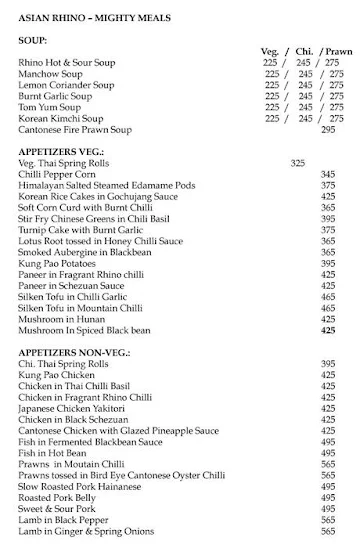 Asian Rhino menu 