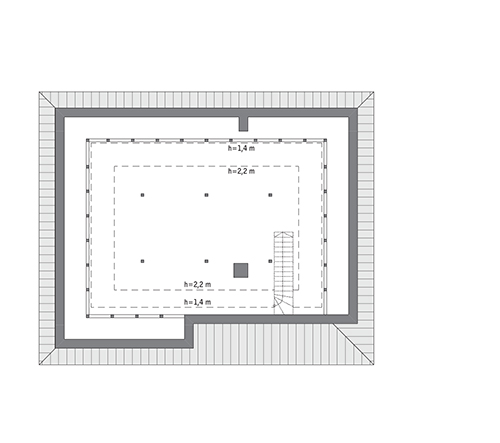 Czterolistna koniczyna - wersja 5 - C444v5 - Rzut poddasza do indywidualnej adaptacji (69,1 m2 powierzchni użytkowej)