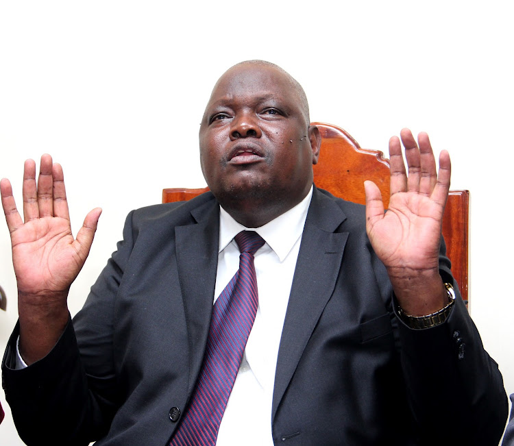 Nairobi county assembly minority leader Elias Otieno at City Hall on September 18, 2019 .