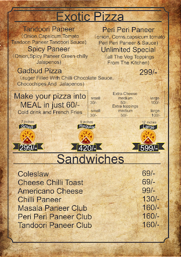 Unlimited Pizza menu 