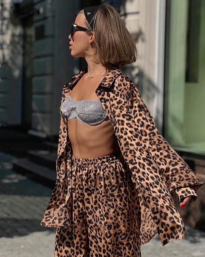 Title 3, Fashion Leopard-print Long-sleeved Shirt Trouse...