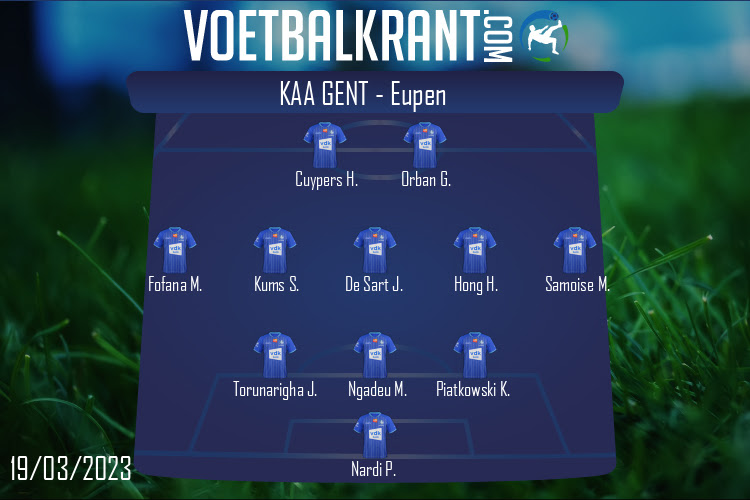 Opstelling KAA Gent | KAA Gent - Eupen (19/03/2023)