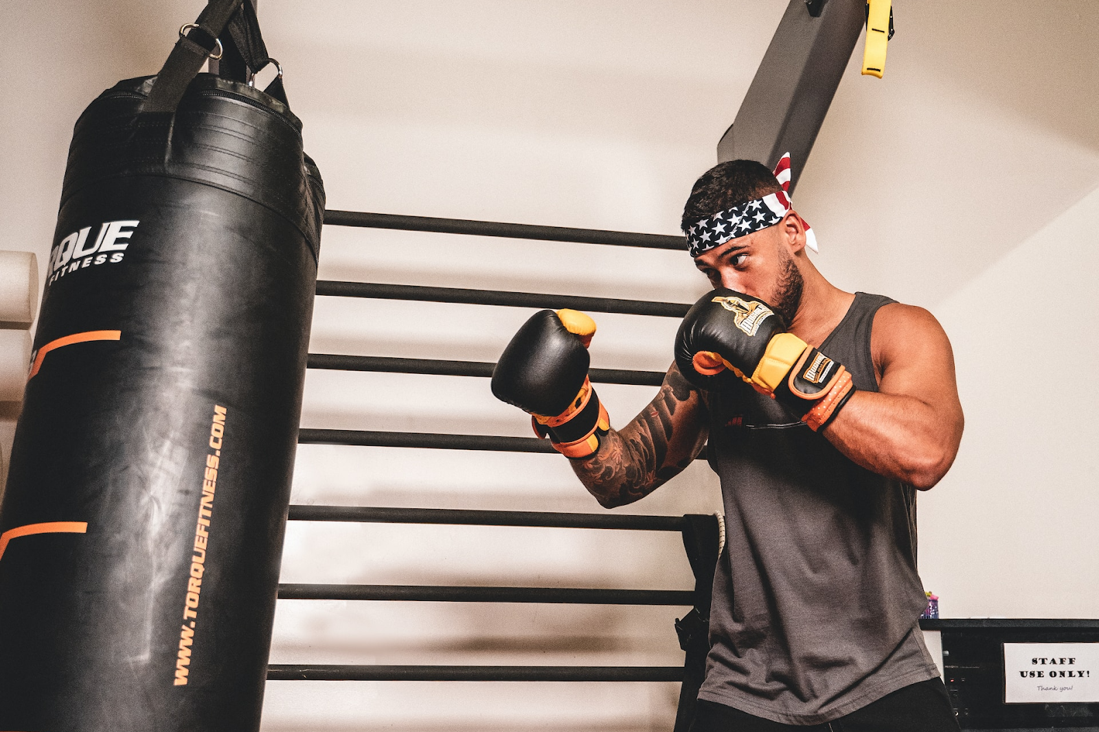 punching bag in garage