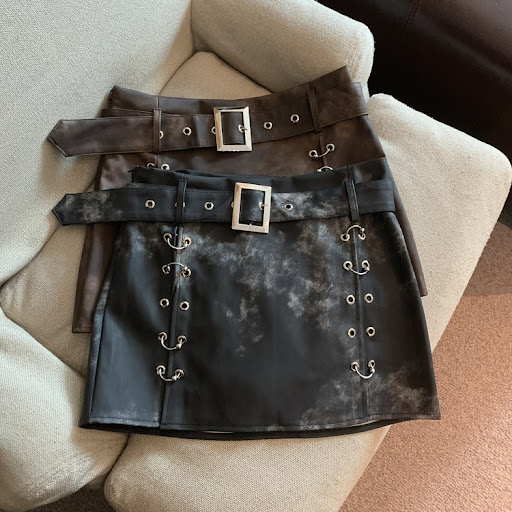 Title 6, Maillard American Y2g Tie-dyed PU Leather Skirt...