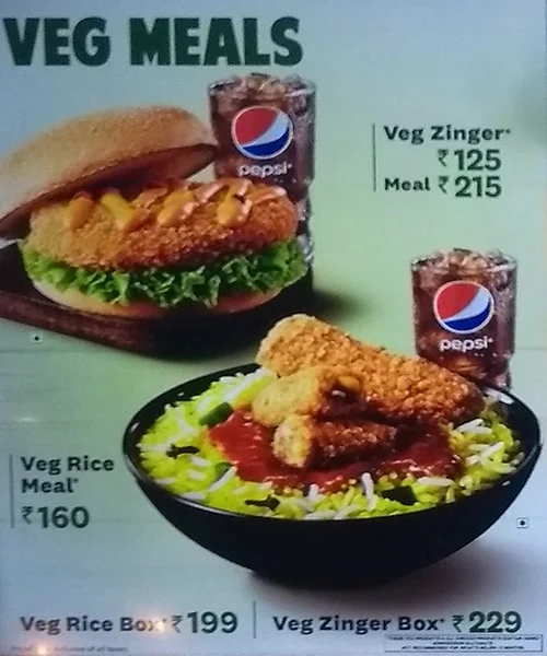 KFC menu 