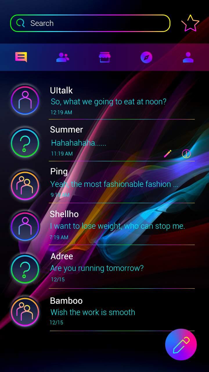 GO SMS PRO NEON WAVE THEME Screen 2
