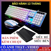 [ Tặng Lót Chuột ] Bộ Bàn Phím Kèm Chuột Máy Tính Có Dây Giả Cơ Tích Hợp Bật Tắt Chế Độ Đèn Led - Bàn Phím Giả Cơ Con B