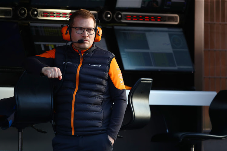 McLaren team principal Andreas Seidl looks on from the pitwall during F1 winter testing at Circuit de Barcelona-Catalunya on February 27 in Barcelona, Spain.