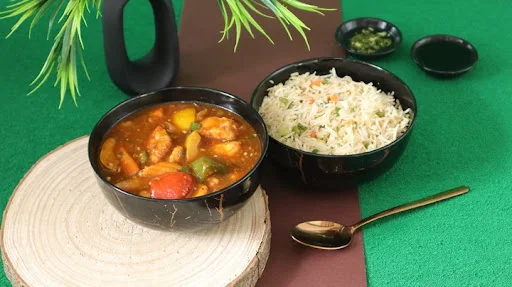 Chilli Chicken Gravy with Fried Rice