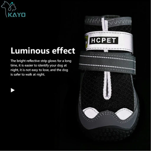 4pcs/set Pet Dog Shoes Reflective Waterproof Dog Boots Warm Snow Rain Pets Booties Anti-slip Socks Footwear For Medium L