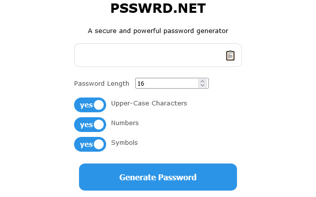 PSSWRD.NET - Free Password Generator chrome extension