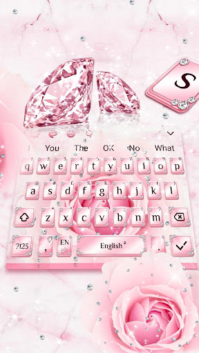 Pink Flower Diamond Keyboard Theme