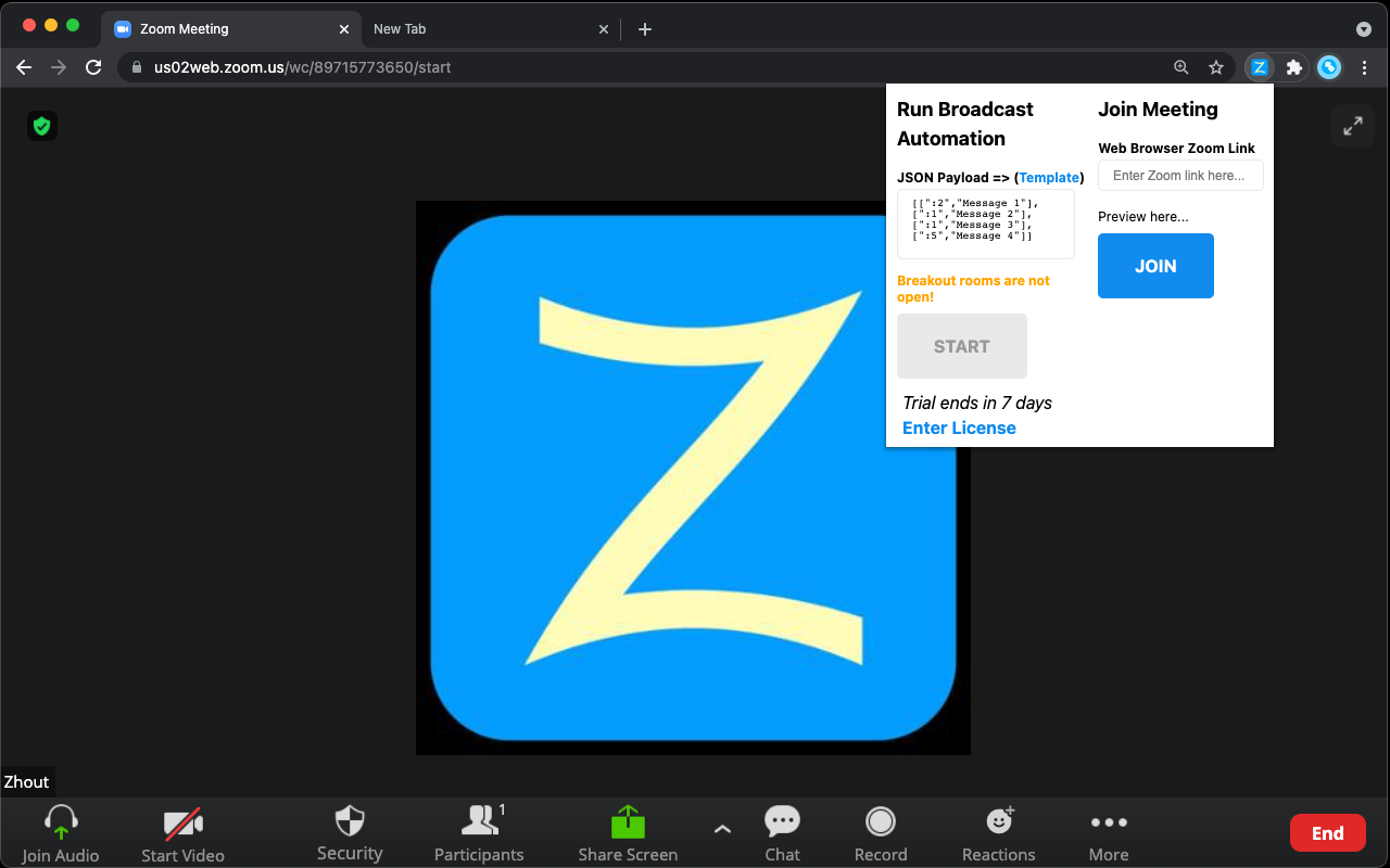 Zhout: A Zoom Breakout Broadcaster Preview image 1